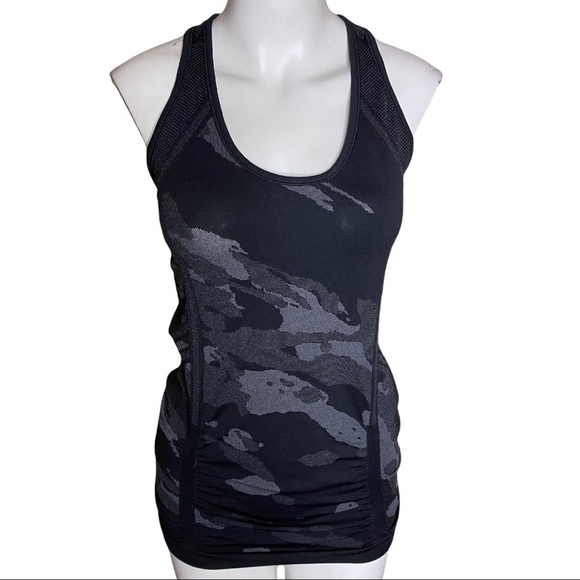 Athleta Tank Top Black Camo Fastest Track Racerback - Picture 2 of 6